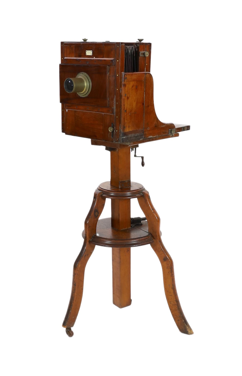 A Victorian Ross of London Rapid Symmetrical full plate camera, 36cm wide, 136cm high